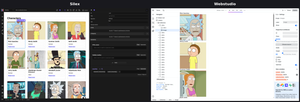 Both editors showing the character list fetched from the API